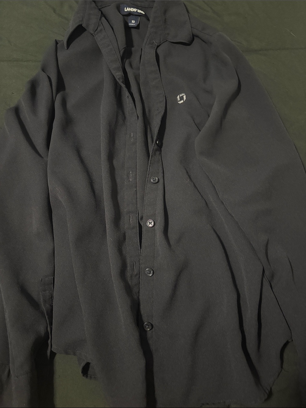 Lands' End Black Women's Button-Down Shirt